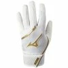 Mizuno MVP Batting Gloves/White/Gold -All Gloves Elegant store 330424 0074g