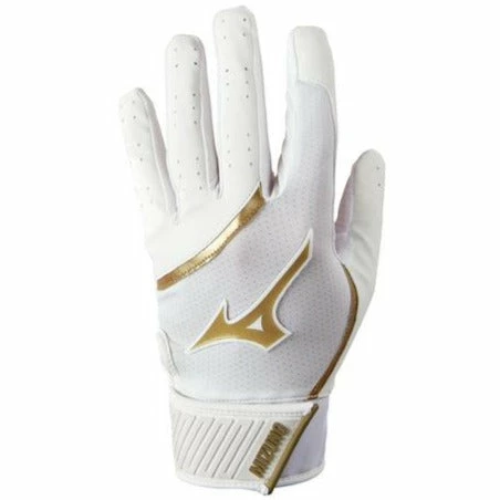 Mizuno MVP Batting Gloves/White/Gold 3 Mizuno MVP Batting Gloves/White/Gold