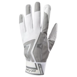 Mizuno MVP Youth Baseball Batting Gloves - White