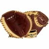 Mizuno Prime Elite 33.5" Baseball Catcher's Mitt - Mahogany/Tan -All Gloves Elegant store mizuno baseball glove prime elite catchers mitt 335 inset1 1