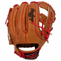 Rawlings Heart Of The Hide PRO315 11.75" Baseball Glove - Brown/Red - 2022 Model -All Gloves Elegant store rawlings baseball glove hoh pro315 1175 brn red inset1
